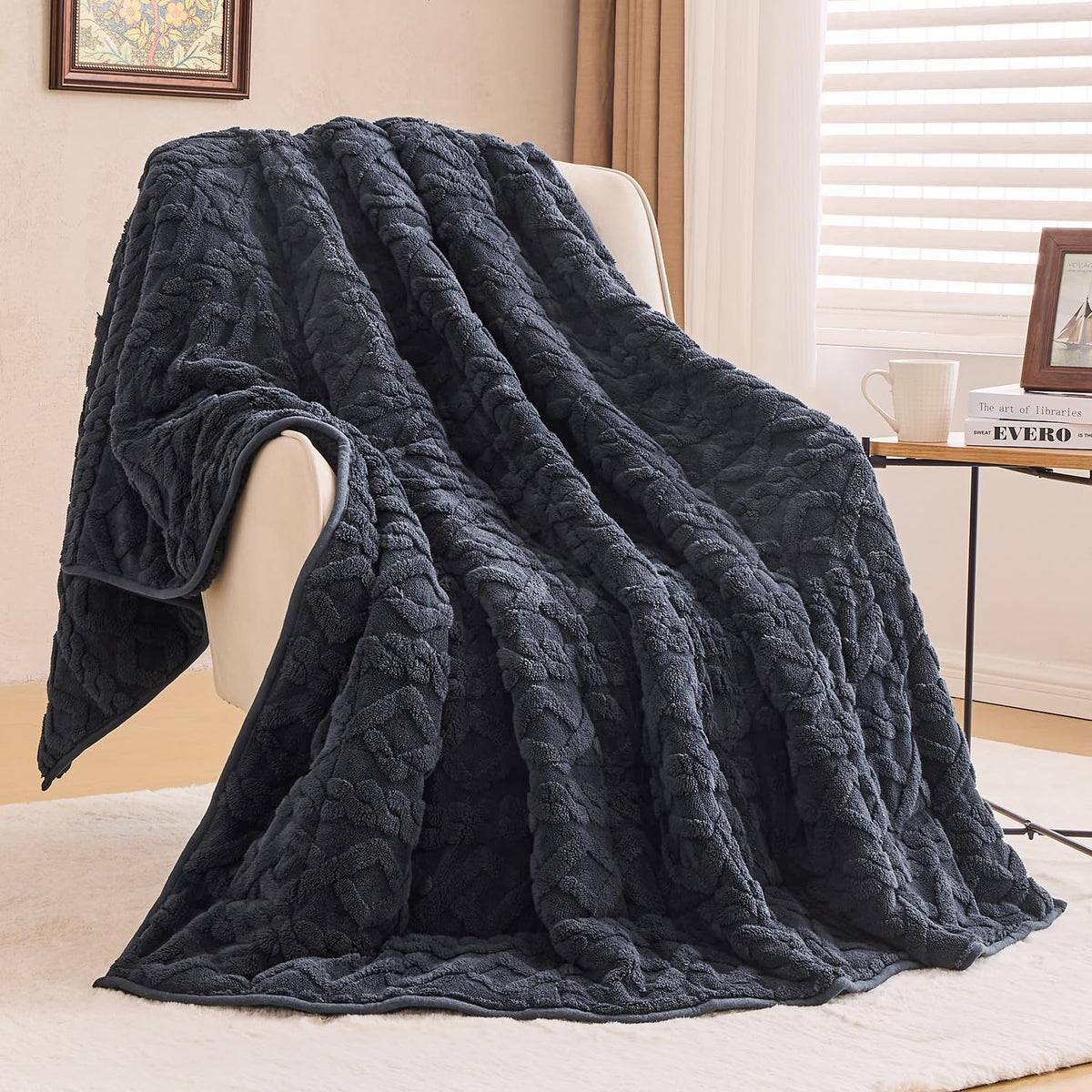 The Laguna Weighted Blanket Queen Size 20 lbs Dual Sided Soft Fuzzy Jacquard Sherpa 60 × 80 inches