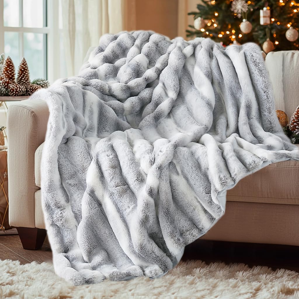 The Venice Luxury Fluffy Faux Fur Cozy Blanket 60"x80"